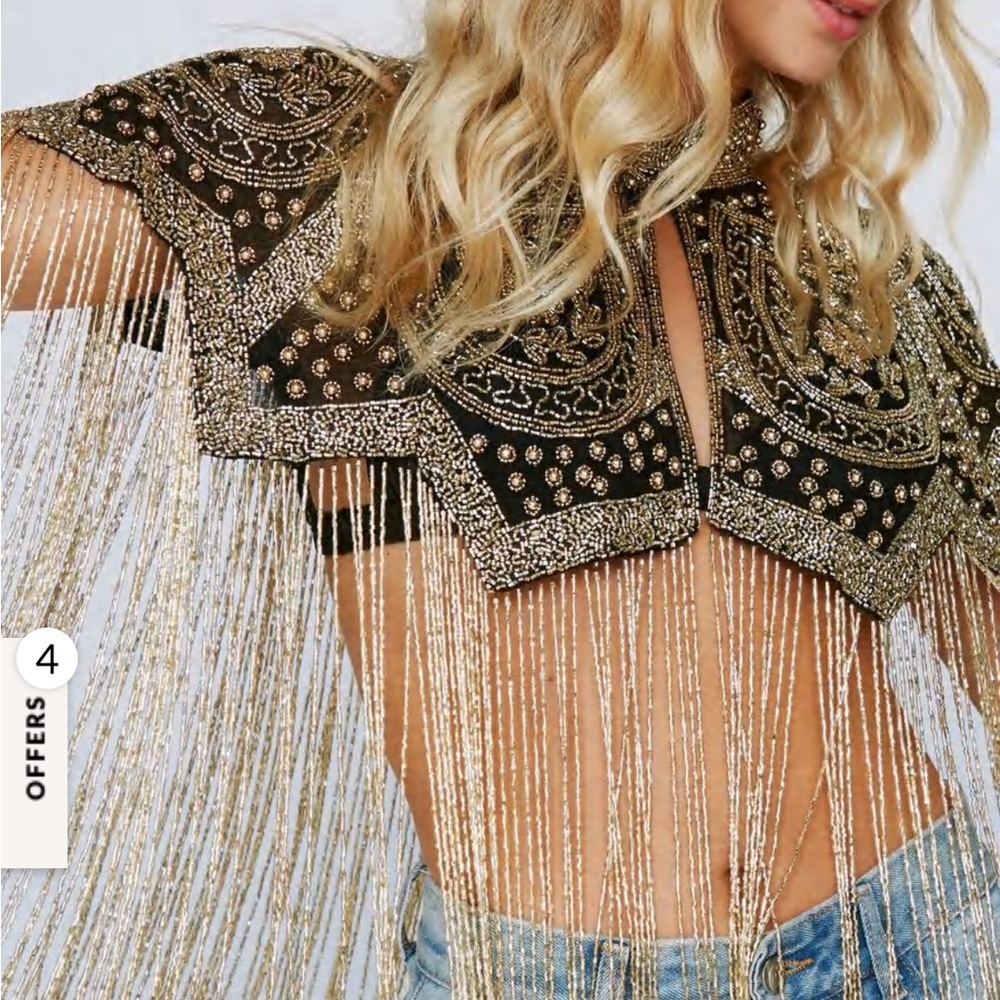 Nasty gal beaded fringe cape